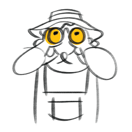 Sketch of someone looking through a binoculars
